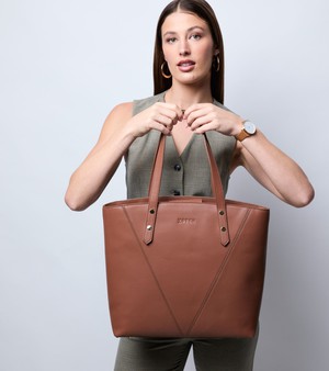 Honor Vegan Bio-Based Bamboo Leather Tote Bag in brown from Votch