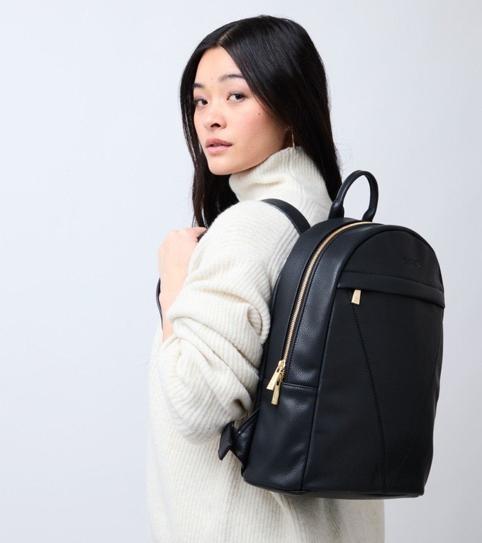 Laurie Vegan Bio-Based Bamboo Leather Backpack in Black from Votch