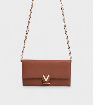 Luella Vegan Bio-Based Bamboo Leather Chain Purse in Brown from Votch