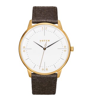 Gold & Dark Brown Piñatex Watch | Aalto from Votch