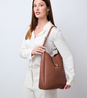 Nancy Vegan Bio-Based Bamboo Leather Elevated Tote Bag in brown from Votch