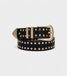 Ayla Vegan Bio-Based Bamboo Western Studded belt in black via Votch