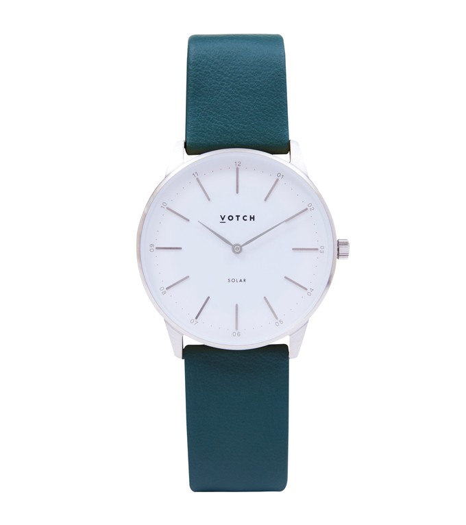 Silver & Forest Green Watch | Solar Classic from Votch