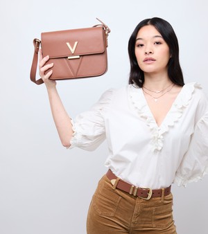 Margot Vegan Bio-Based Bamboo Leather Crossbody in Brown from Votch