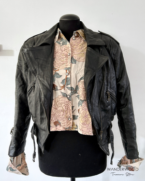 Pre-Loved Leather Biker Jacket Black from WANDERWOOD