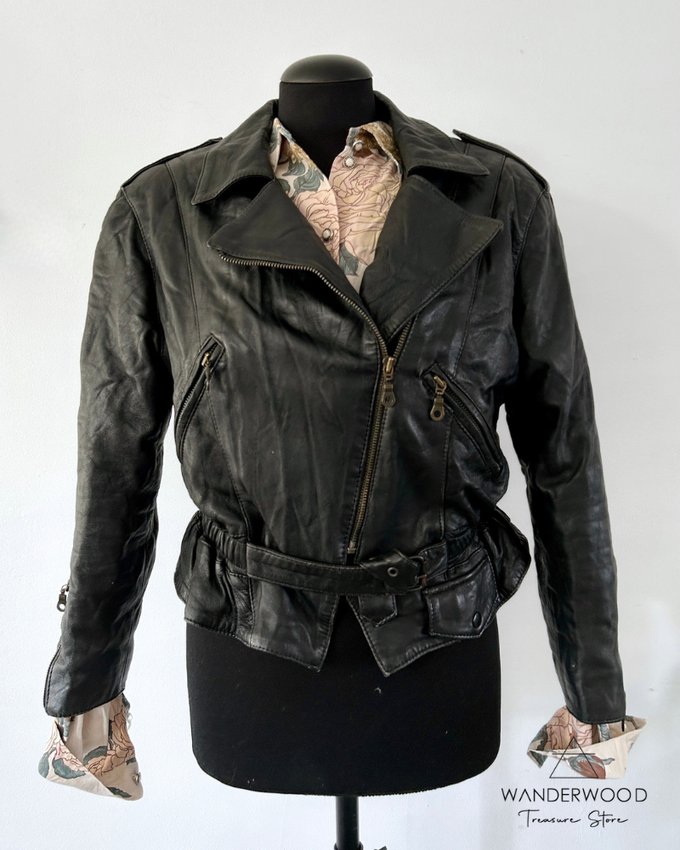 Pre-Loved Leather Biker Jacket Black from WANDERWOOD