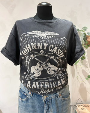 Vintage Johnny Cash T-shirt Washed Black from WANDERWOOD