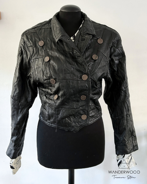 Pre-Loved Leather Patchwork Jacket Black from WANDERWOOD