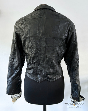 Pre-Loved Leather Patchwork Jacket Black from WANDERWOOD