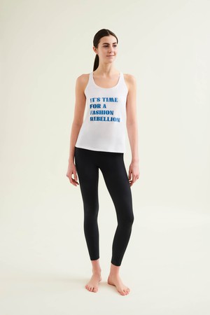 Racer Tank with Print - Diamond White from Wellicious