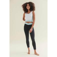 New 3/4 Crop Top - Diamond White/Sea Green via Wellicious