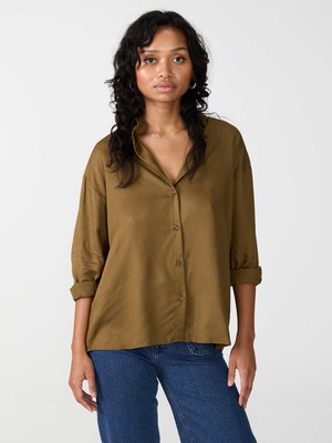 brown Shirt made from TENCEL Lyocell from Yahmo