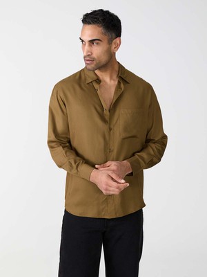 brown Shirt made from TENCEL Lyocell from Yahmo