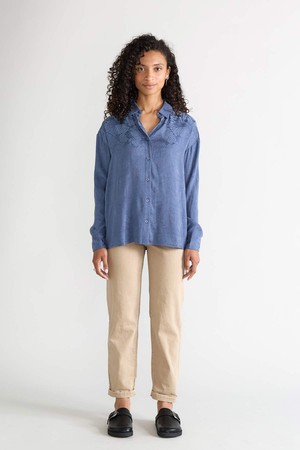 zen indigo Better-Than-Silk Shirt from Yahmo