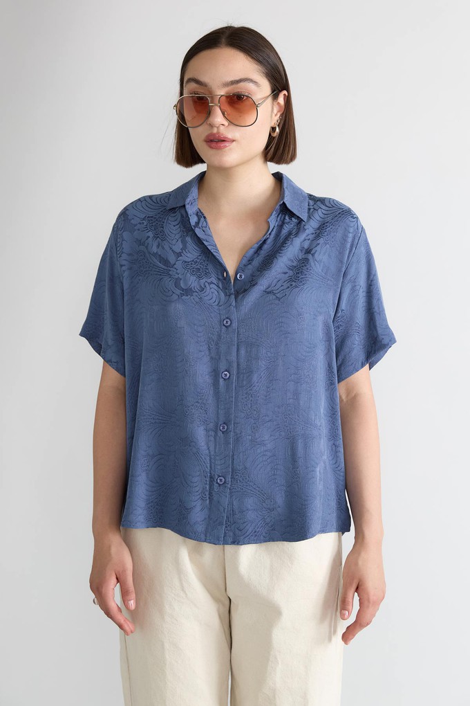 zen indigo Better-Than-Silk Shirt from Yahmo