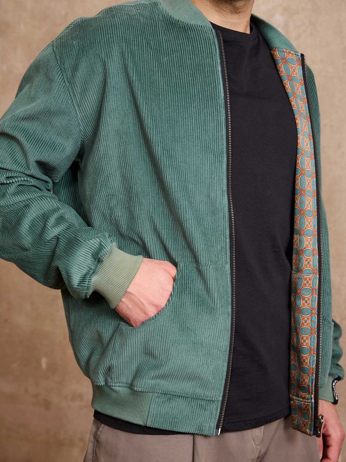 atlas/teal Reversible Bomber Corduroy from Yahmo