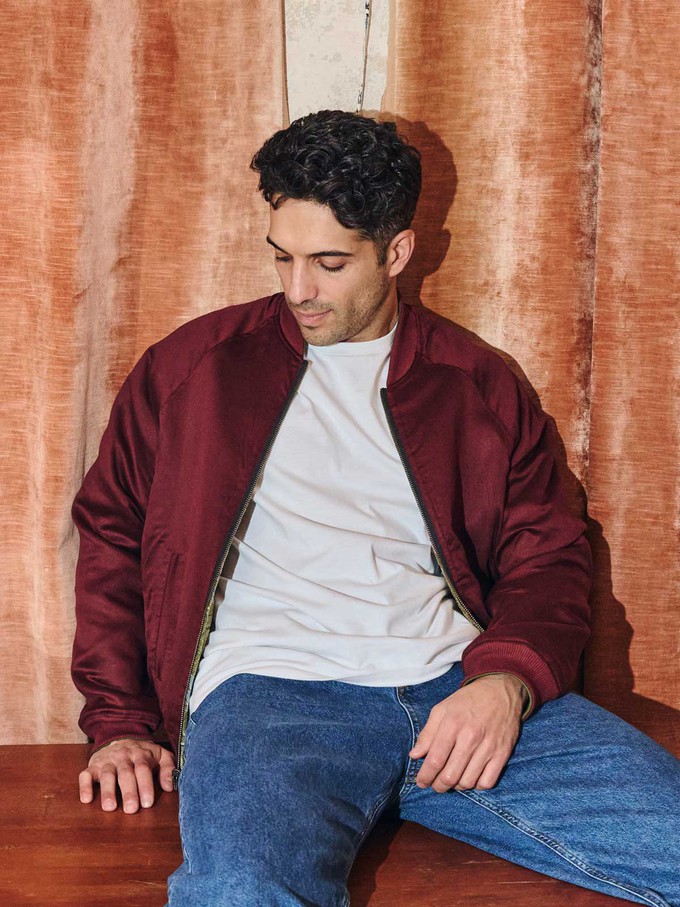 garden/wine Bruno Reversible Bomber Jacket from Yahmo