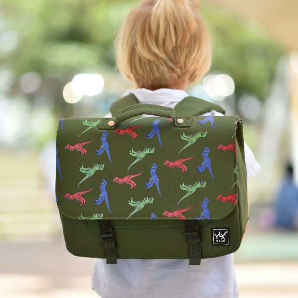 YLX Classic School Bag | Army Green & Dinosaurs from YLX Gear